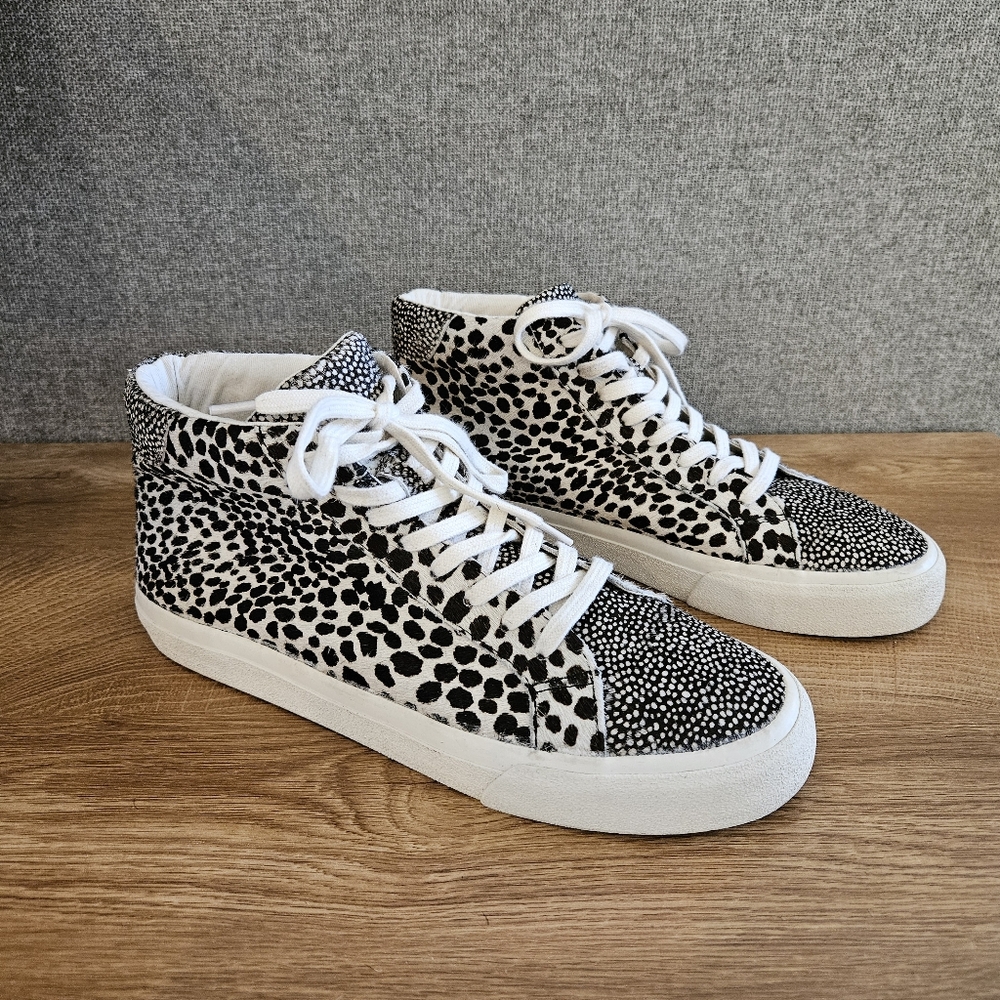 Madewell Sidewalk Black and White Animal Print High-Top Sneakers Calf Leather
